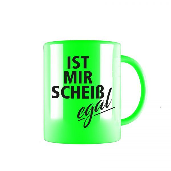 scheiss egal neon gruen tasse