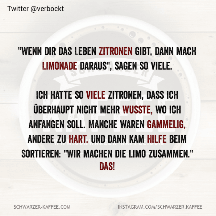 WENN DIR DAS LEBEN ZITRONEN GIBT — SCHWARZERKAFFEE